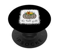 It's Fall Y'all Zucca Leopardo Stampa Ringraziamento Halloween PopSockets PopGrip Adesivo