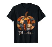 It's Fall Y'All Zucca Plaid Patchwork Accoglienti Vibrazioni di Halloween Maglietta