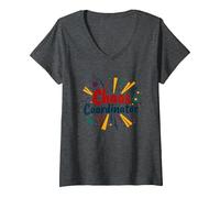 It's Fine Chaos Coordinator Tutto va Bene Divertente Maglietta con Collo a V, Donna, Grigio Scuro, L