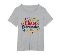 It's Fine Chaos Coordinator Tutto va Bene Divertente Maglietta, Donna Plus-Size, Grigio Melange, 5X