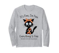 Its Fine Everything Is Fine Multiple Sclerosis Awareness Cat Maglia a Manica