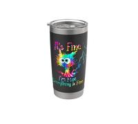 It's fine I'm fine everything is fine amusing and funny cat Bicchiere termico in acciaio inox doppia parete