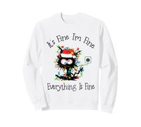It's Fine I'm Fine Everything Is Fine Black Cat Tree luci Felpa