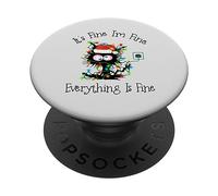It's Fine I'm Fine Everything Is Fine Black Cat Tree luci PopSockets PopGrip Adesivo