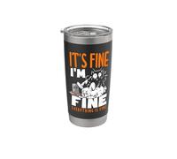 It's Fine I'm Fine Everything is Fine Christmas Cat Donne Uomini Bicchiere termico in acciaio inox doppia parete