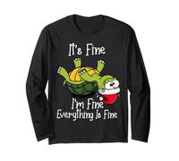 It's fine I'm fine Everything is fine Funny Cute Xmas Turtle Maglia a Manica