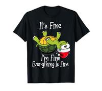 It's fine I'm fine Everything is fine Funny Cute Xmas Turtle Maglietta