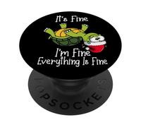 It's fine I'm fine everything is fine funny Cute Xmas Turtle PopSockets PopGrip Adesivo