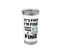 It's Fine I'm Fine Everything Is Fine Meme Divertente Bradipo Bicchiere termico in acciaio inox doppia parete