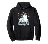It's Fine I'm Fine Everything Is Fine Snowman Christmas Meme Felpa con Cappuccio