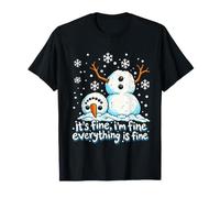 It's Fine I'm Fine Everything Is Fine Snowman Christmas Meme Maglietta