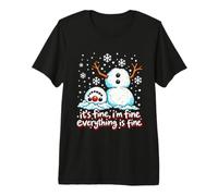 It's Fine I'm Fine Everything Is Fine Snowman Christmas Meme Maglietta Premium