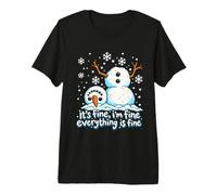 It's Fine I'm Fine Everything Is Fine Snowman Christmas Meme Maglietta Premium