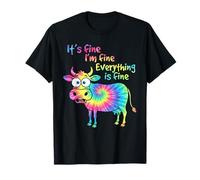 It's Fine I'm Fine Everything is Fine Vitello Cow Lover Tie Dye Maglietta