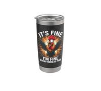 "It's Fine, I'm Fine, Everything's Fine - Divertente pollo" Bicchiere termico in acciaio inox doppia parete