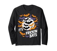 It's Frickin Bats Halloween Moon Bats Maglia a Manica