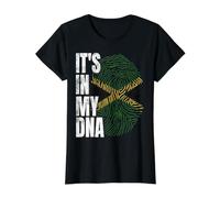 It's in My Dna Bandiera Giamaicana Impronta Digitale Leone e Palma Maglietta con Stampa Grafica Economica, Donna, Nero, M