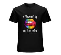 It's LGBT Rainbow It I Gay Yellow Mine So Lips Licked Pride Men's T-Shirt Unisex Black Cotton Hip Hop Print Tee Shirts XXL