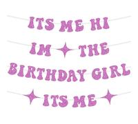 It's Me Hi I'm The Birthday Girl It's Me Striscione, Lucido Ghirlanda da Appendere Decorazione per Festa di Compleanno per Ragazze Sfondo Fotografico per Parete Casa Mantello (Rosa Shocking)