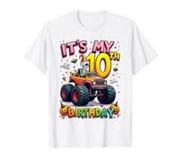 It's My 10th Birthday Boy Skeleton Monster Truck Halloween Maglietta