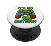 It's My 10th Birthday Shirt Gamer Video Pixel Game Party PopSockets PopGrip Adesivo