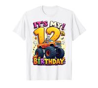 It's My 12th Birthday Boy Skeleton Monster Truck Halloween Maglietta