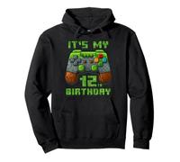 It's My 12th Birthday Shirt Gamer Video Pixel Game Party Felpa con Cappuccio