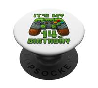It's My 14th Birthday Shirt Gamer Video Pixel Game Party PopSockets PopGrip Adesivo