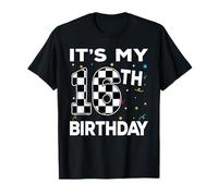 It's My 16th Birthday Boy Pit Crew Race Car 16 Anni Maglietta