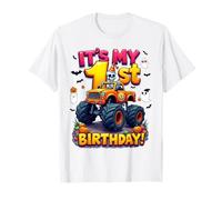 It's My 1st Birthday Boy Skeleton Monster Truck Halloween Maglietta