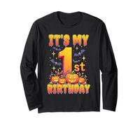 It's My 1st Birthday Party 1 Year Old Kids Halloween Pumpkin Maglia a Manica