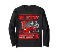 It's My 1st Birthday Race Car Party Outfit 1 Year Old Boys Maglia a Manica