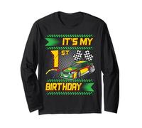 It's My 1st Birthday Race Car Party Outfit 1 Year Old Boys Maglia a Manica