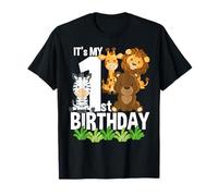 It's My 1st Birthday Zoo tema compleanno safari animale giungla Maglietta