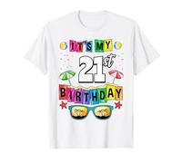 It's My 21st Birthday Beach Summer Party 21 Anni Maglietta