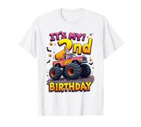 It's My 2nd Birthday Boy Skeleton Monster Truck Halloween Maglietta