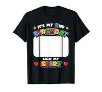 It's My 2nd Birthday Sign My Shirt Videogioco Tema Bambini Maglietta