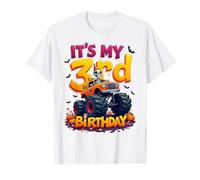 It's My 3rd Birthday Boy Skeleton Monster Truck Halloween Maglietta