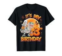 It's My 3rd Birthday Dinosaur Skeleton Halloween 3 Years Old Maglietta