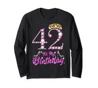 It's My 42nd Birthday Queen Tiara Shoes 42 anni Old Bday Gift Maglia a Manica
