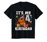 It's My 4th Birthday 4 Years Old Capybara Regali Ragazzi Maglietta