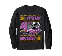 It's My 4th Birthday Race Car Party Outfit 4 Year Old Boys Maglia a Manica