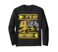 It's My 4th Birthday Race Car Party Outfit 4 Year Old Boys Maglia a Manica