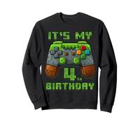 It's My 4th Birthday Shirt Gamer Video Pixel Game Party Felpa