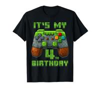 It's My 4th Birthday Shirt Gamer Video Pixel Game Party Maglietta