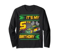 It's My 5th Birthday Race Car Party Outfit 5 Year Old Boys Maglia a Manica