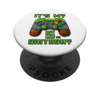 It's My 5th Birthday Shirt Gamer Video Pixel Game Party PopSockets PopGrip Adesivo