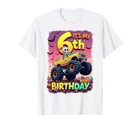 It's My 6th Birthday Boy Skeleton Monster Truck Halloween Maglietta
