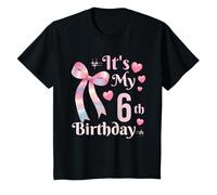 It's My 6th Birthday Coquette Bow 6 Anni Birthday Girl Maglietta
