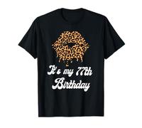 It's My 77th Birthday Leopard Labbra Compleanno per Le Donne Maglietta